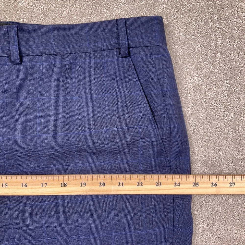 Lauren Ralph Lauren Pants Men 42W 32L‎ Blue Plaid Wool Stretch Dress Trousers